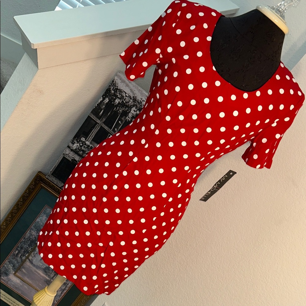 My Michelle Red and White Polka Dot Midi Dress